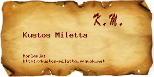 Kustos Miletta névjegykártya